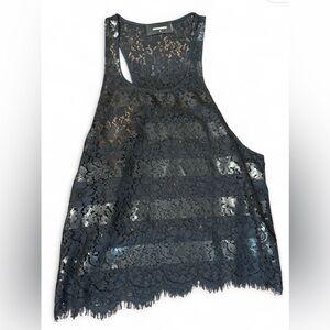 Dsqaured2 Black Sheer Lace Monogram Tank Top Men’s Size S